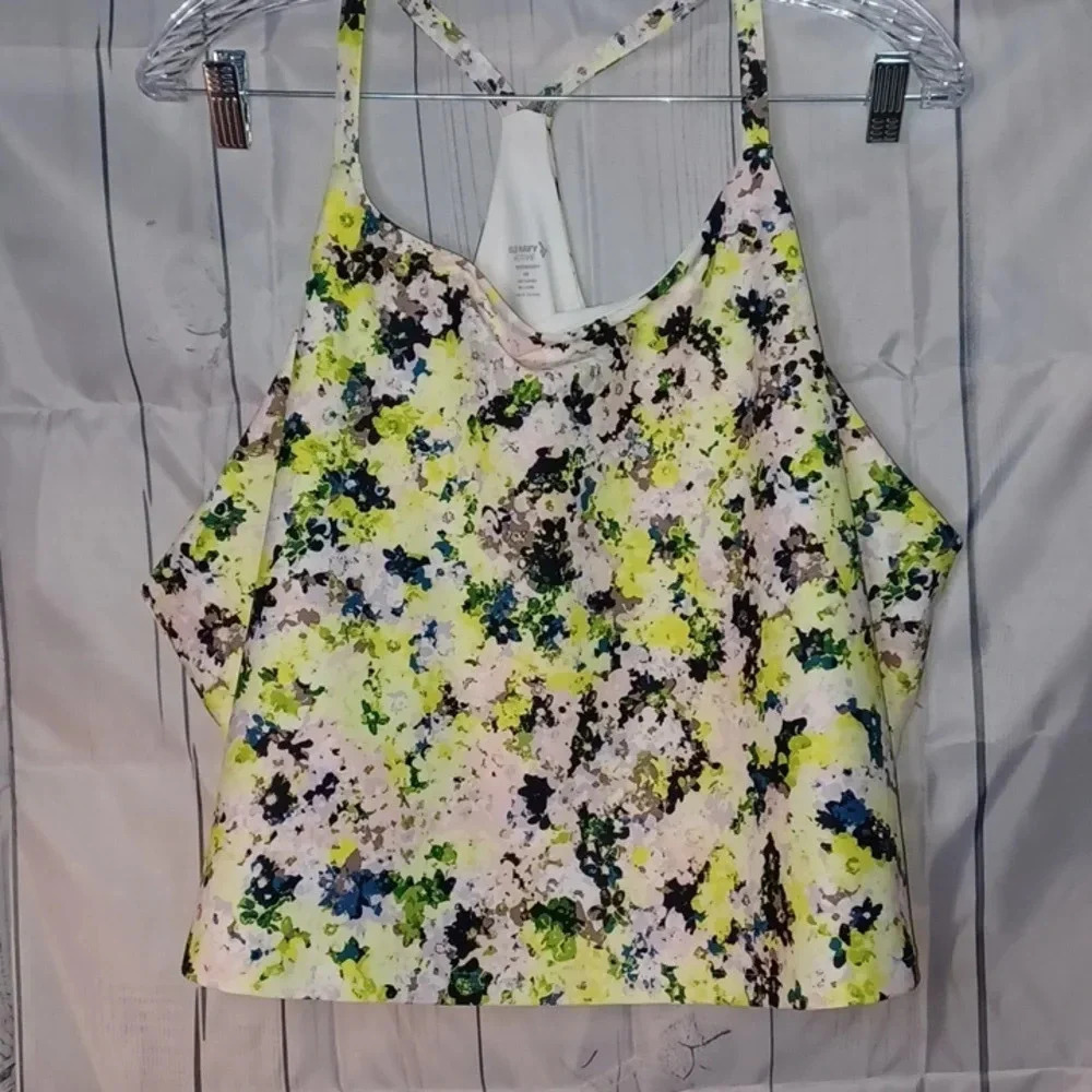 Old Navy activewear floral Y2K racerback Go-Dry workout top